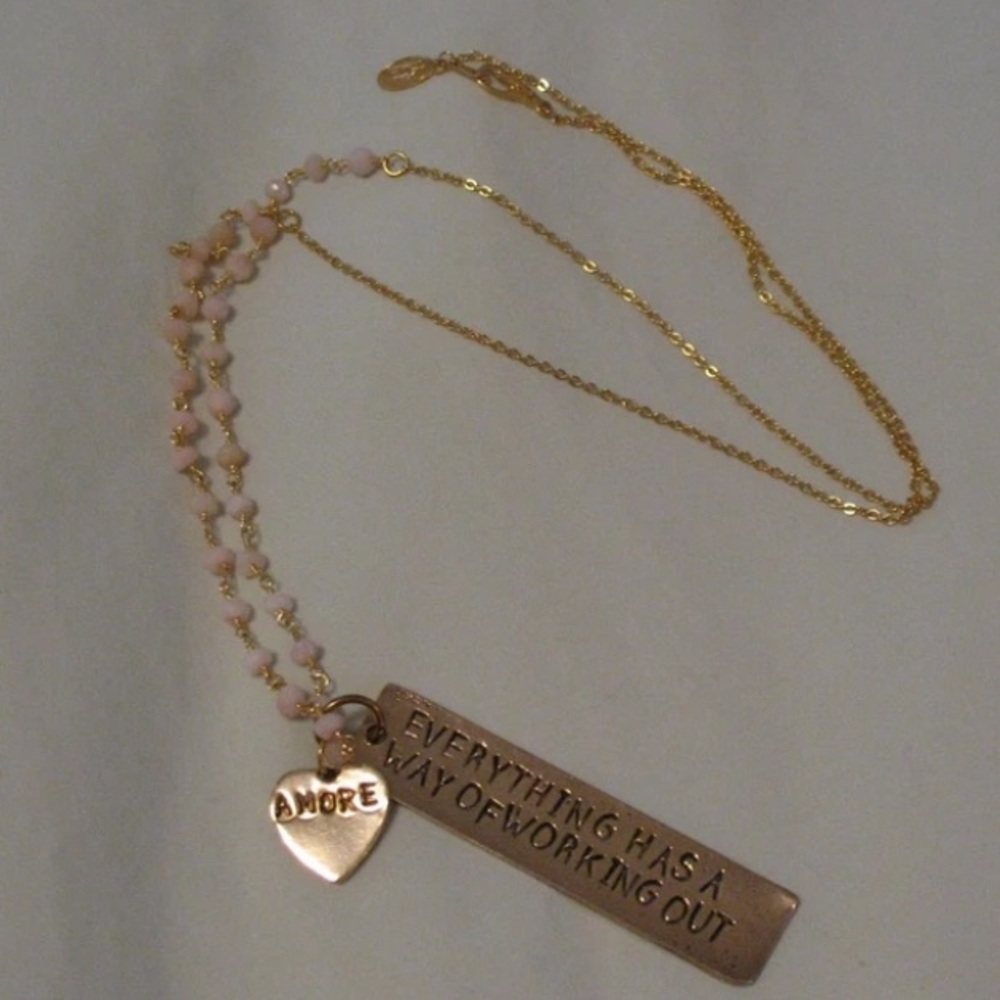 Alisa Michelle 'Everything Works Out’Pendant Necklace 24k Gold Plate & Pink Opal